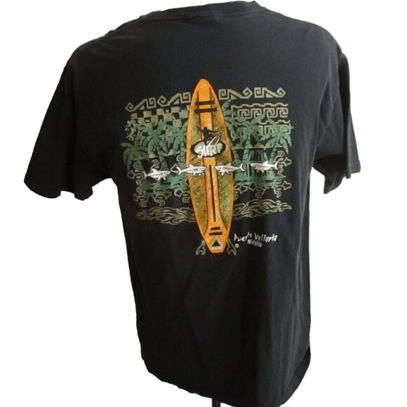 Vintage 1990's Men's Tee Large Puerto Vallarta Mexico Surf Board Graphic T-Shirt - Picture 1 of 4
